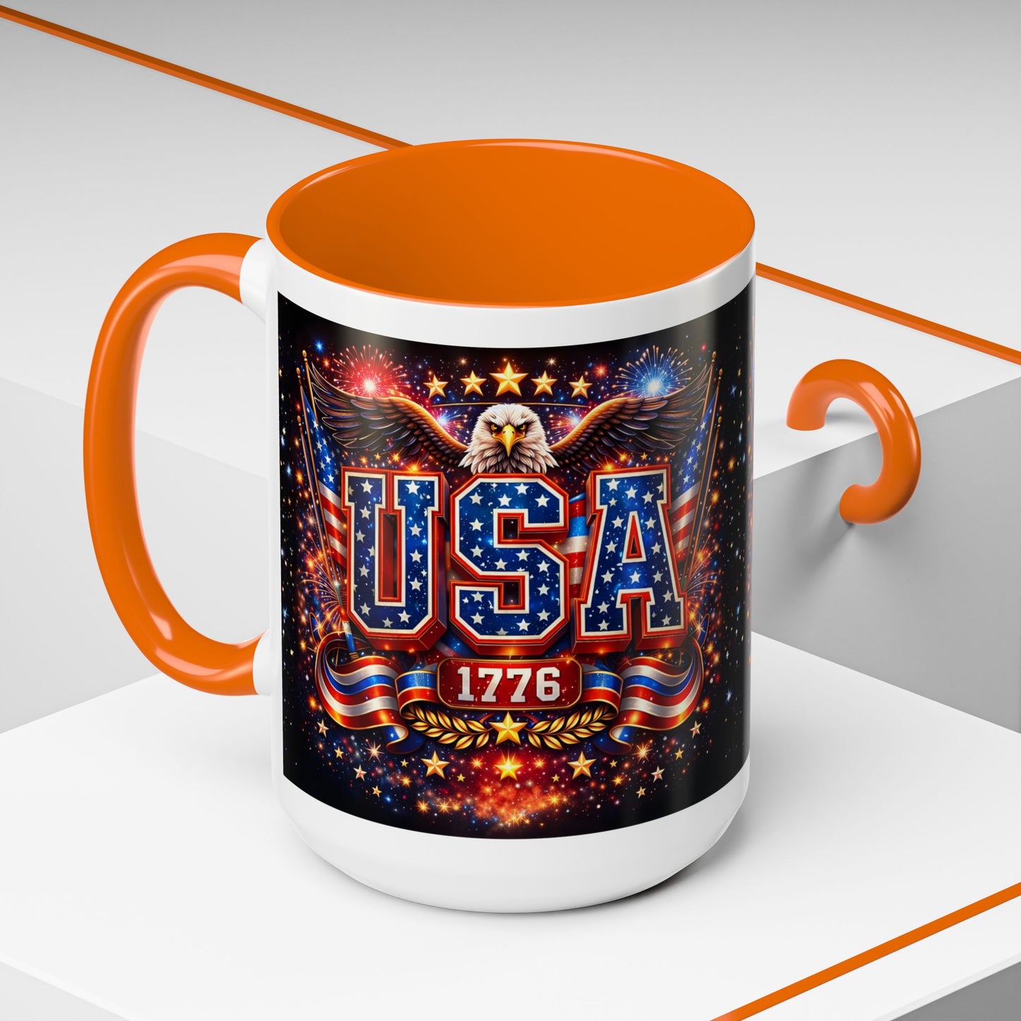 USA Eagle Coffee Mug – Patriotic 1776 Accent Mug (11/15oz)