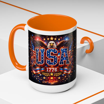 USA Eagle Coffee Mug – Patriotic 1776 Accent Mug (11/15oz)