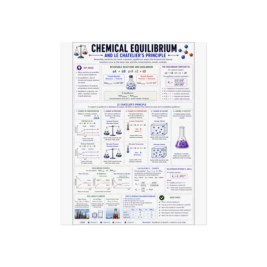 Chemical Equilibrium Educational Poster — Le Chatelier’s Principle Fine Art Print