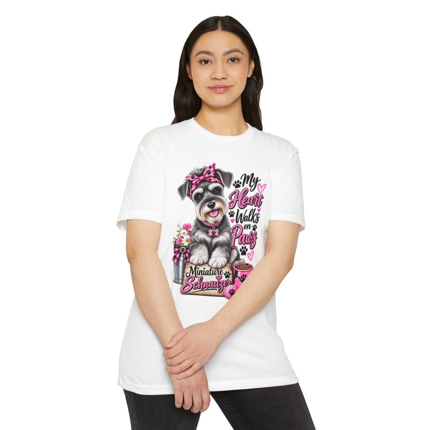 Miniature Schnauzer T-Shirt - "My Heart Walks on Paws" Cute Dog Tee