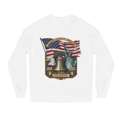Liberty 250th Anniversary Sweatshirt — American Flag, Liberty Bell & Statue of Liberty Graphic