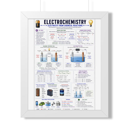 Electrochemistry Poster — Framed Educational Chemistry Wall Chart