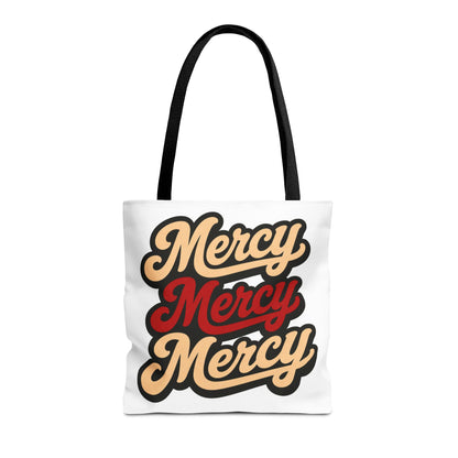 Mercy Mercy Mercy Retro Script Tote Bag — Vintage Typography Canvas Tote