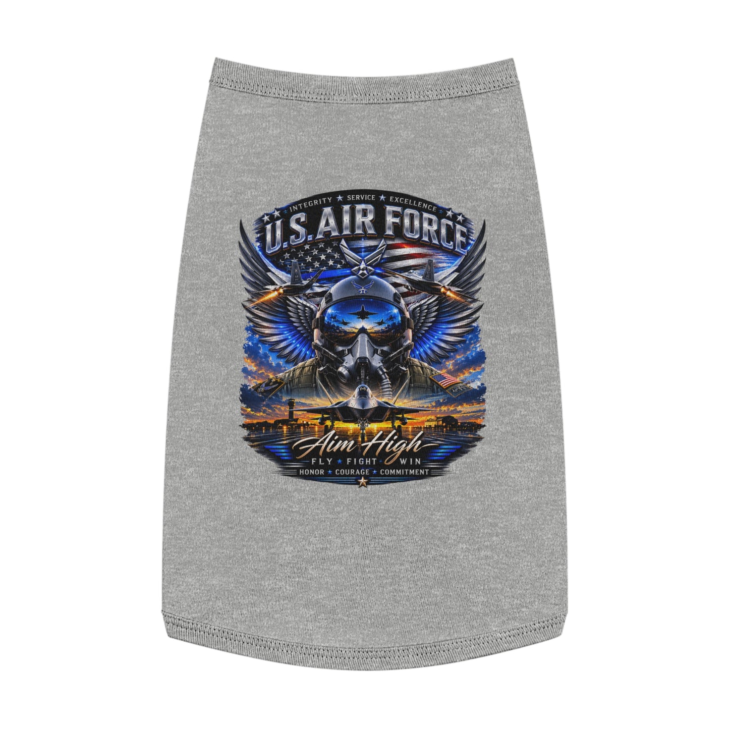 U.S. Air Force Pet Tank Top - "Aim High" Military Pilot Dog Shirt