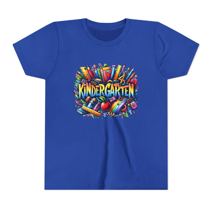 Kindergarten Colorful School Supplies Youth Tee — Back-to-School Kids T-Shirt