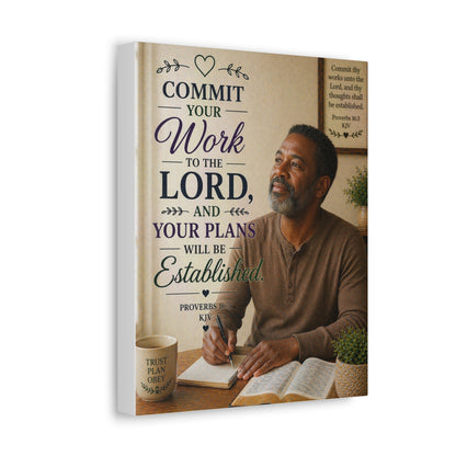 Inspirational Scripture Canvas — "Commit Your Work to the Lord" Wall Art