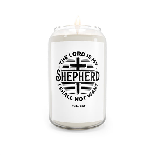 The Lord Is My Shepherd Scented Soy Candle — 13.75oz Inspirational Christian Candle (Psalm 23:1)