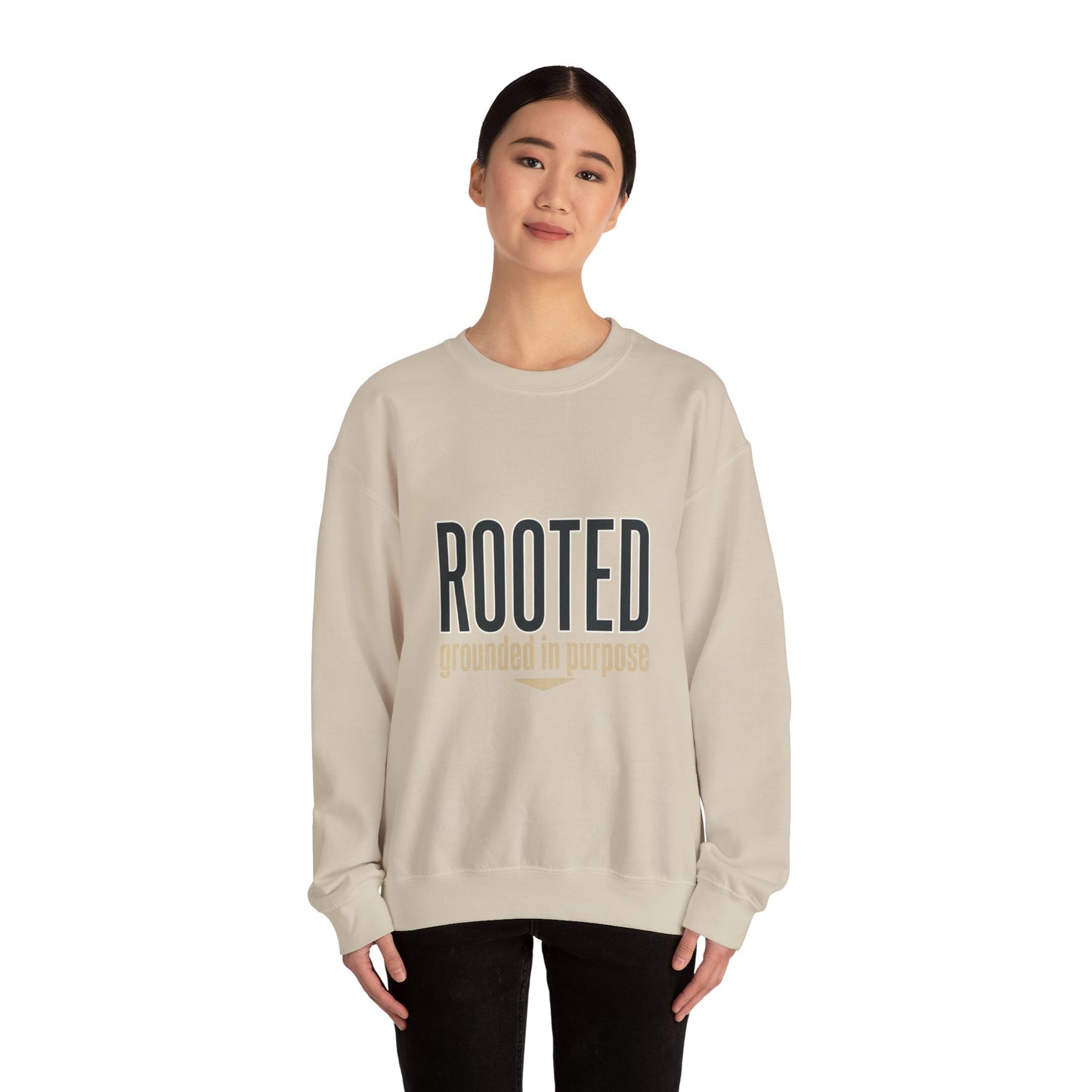 Rooted 'grounded in purpose' Sweatshirt | faith streetwear, bold type