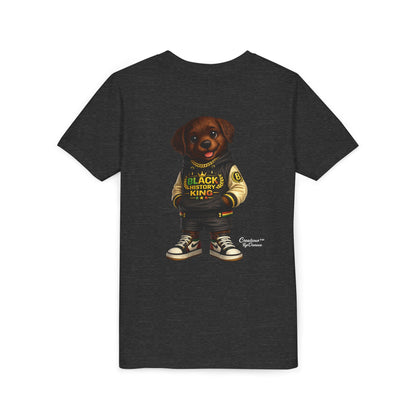 Youth Tee — 'Black History King' Puppy Graphic Shirt