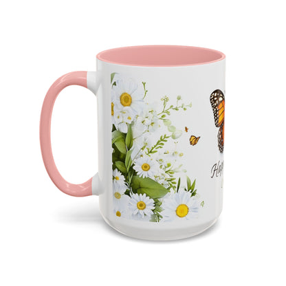 Mother's Day Butterfly Coffee Mug – 'Happy Mother's Day' Floral Accent Mug