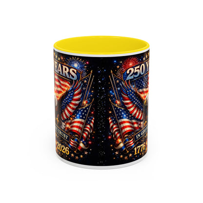 250 Years 1776–2026 Eagle American Flag Accent Coffee Mug — Patriotic Independence Day Gift (11/15oz)