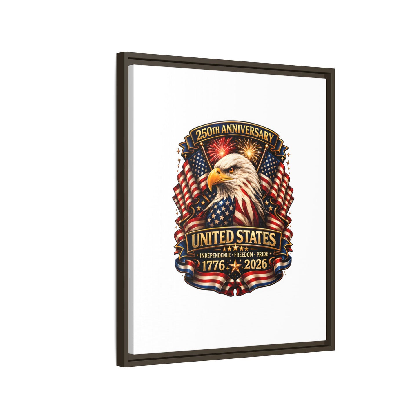 Patriotic Eagle 250th Anniversary Framed Canvas Print — United States 1776–2026