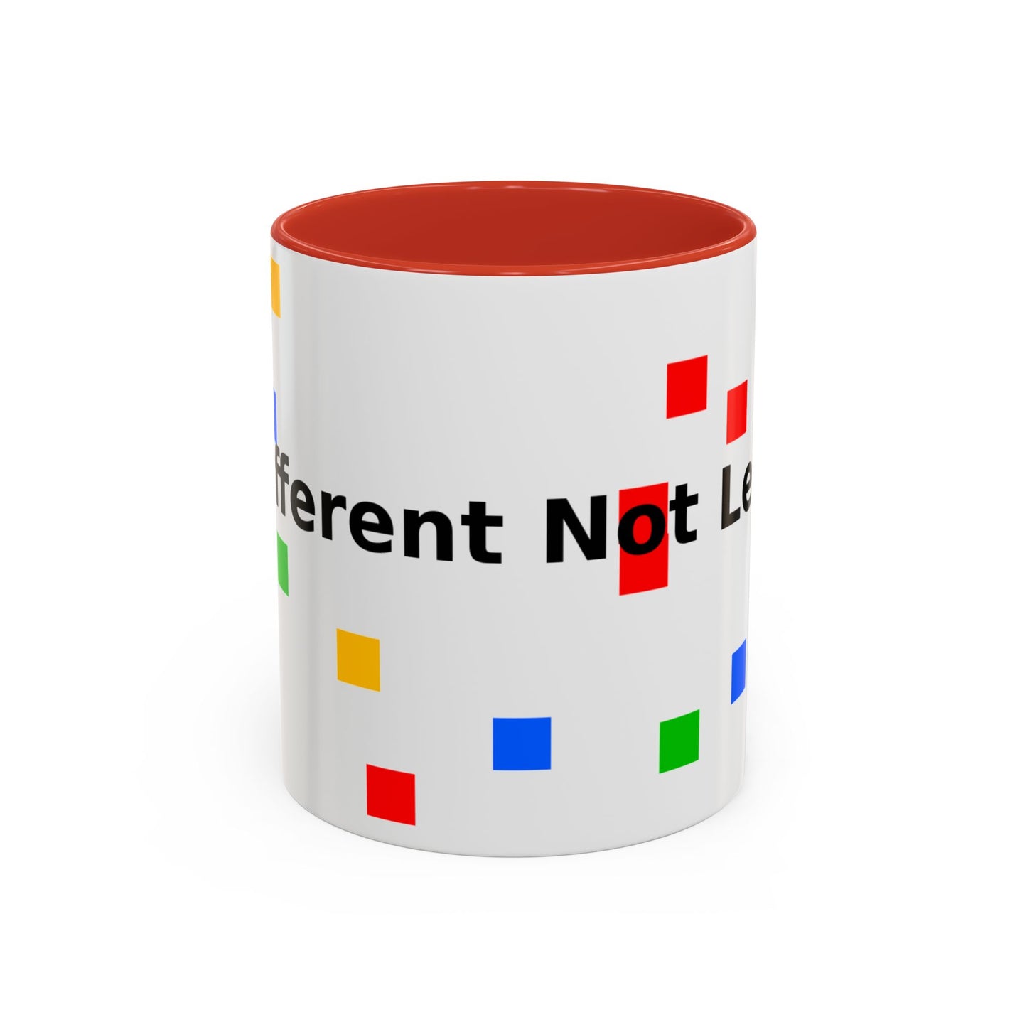 Accent Coffee Mug — 'Different Not Less' Pride-Inclusive Color Block Design (11/15oz)