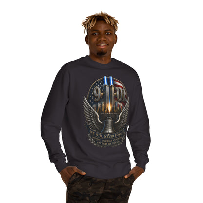 9/11 Memorial Sweatshirt — We Will Never Forget Tribute Crewneck