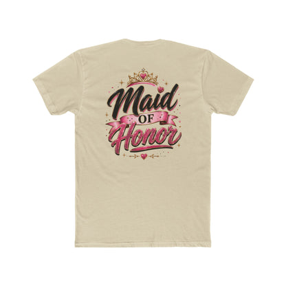 Maid of Honor T-Shirt — Bridal Party Tee with Crown & Pink Ribbon Design