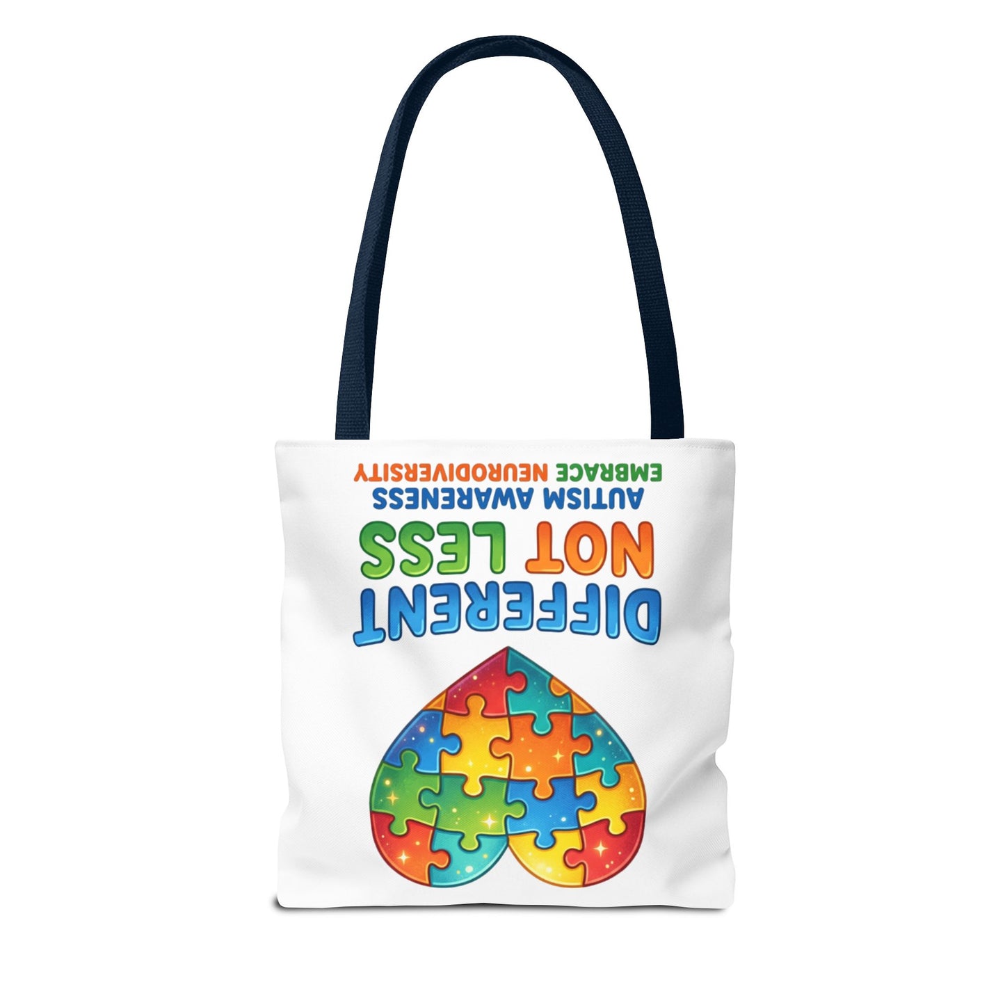 Autism Awareness Tote — "Different Not Less" Puzzle Heart