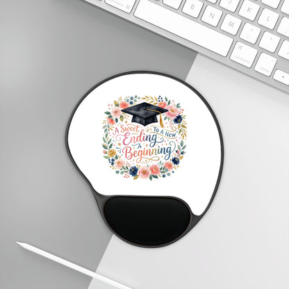 Graduation Floral Mouse Pad with Wrist Rest — "A Sweet Ending to a New Beginning"