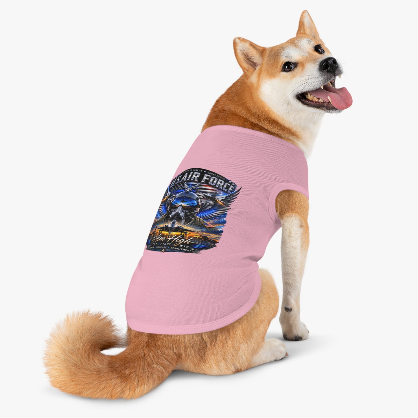 U.S. Air Force Pet Tank Top - "Aim High" Military Pilot Dog Shirt