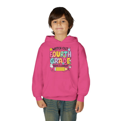 Fourth Grade Hoodie – "Watch Out Fourth Grade Here I Come" Kids Back-to-School Sweatshirt