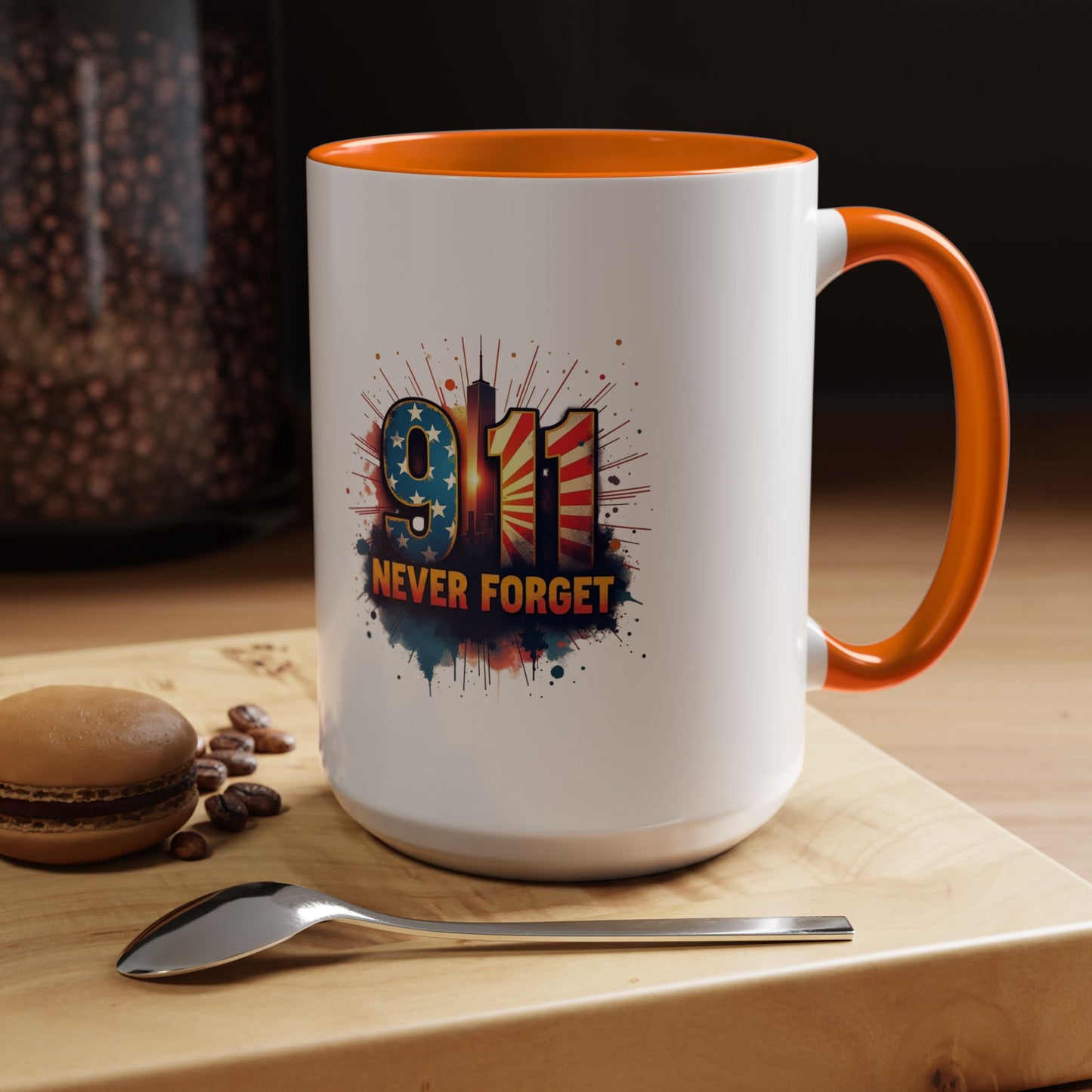 9/11 Never Forget Coffee Mug — Patriotic Memorial Accent Mug