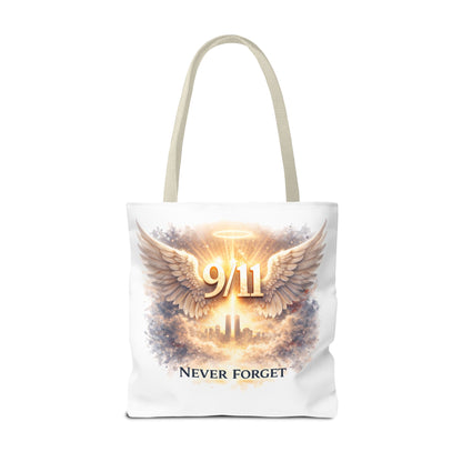 9/11 Memorial Tote Bag – 'Never Forget' Angel Wings Tribute