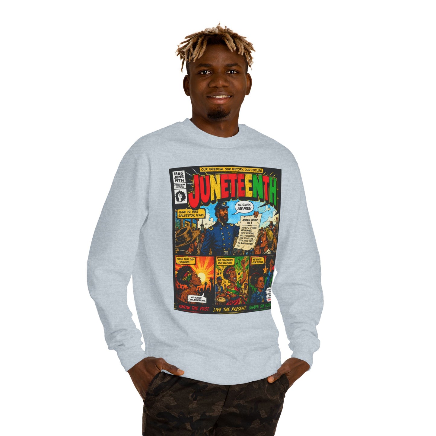Juneteenth Comic Sweatshirt — Juneteenth Celebration Graphic Crewneck