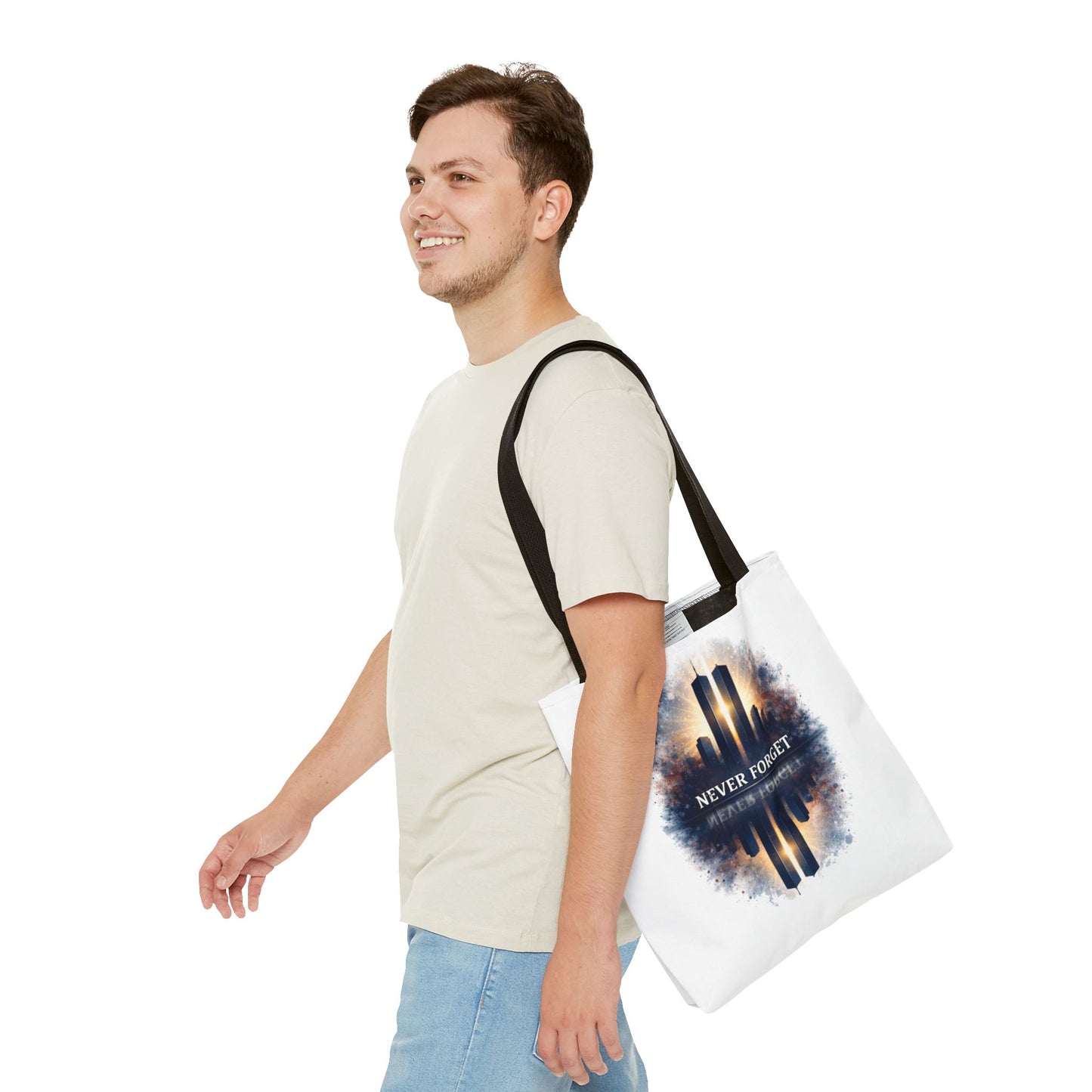 Never Forget Memorial Tote Bag — 9/11 Tribute Skyline All-Over Print