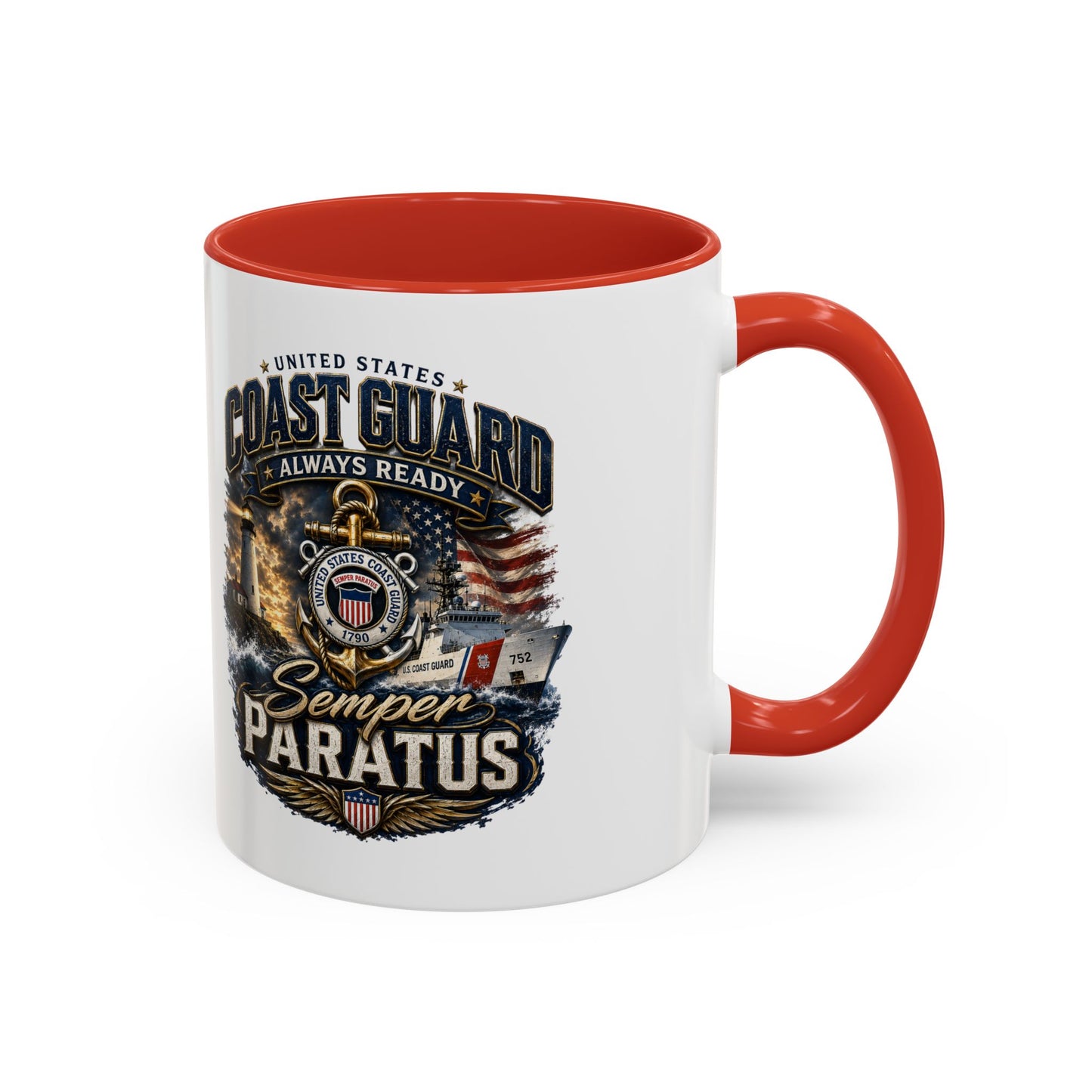 Coast Guard Semper Paratus Accent Coffee Mug – Patriotic Military Gift (11/15oz)