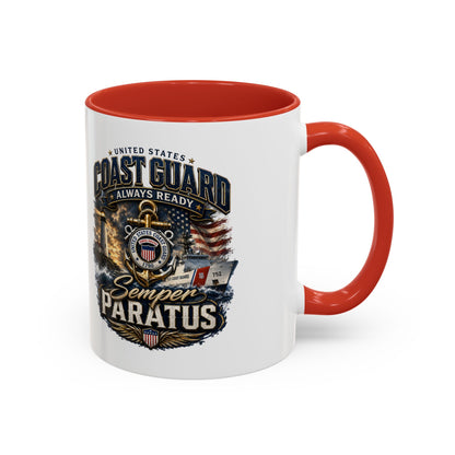 Coast Guard Semper Paratus Accent Coffee Mug – Patriotic Military Gift (11/15oz)