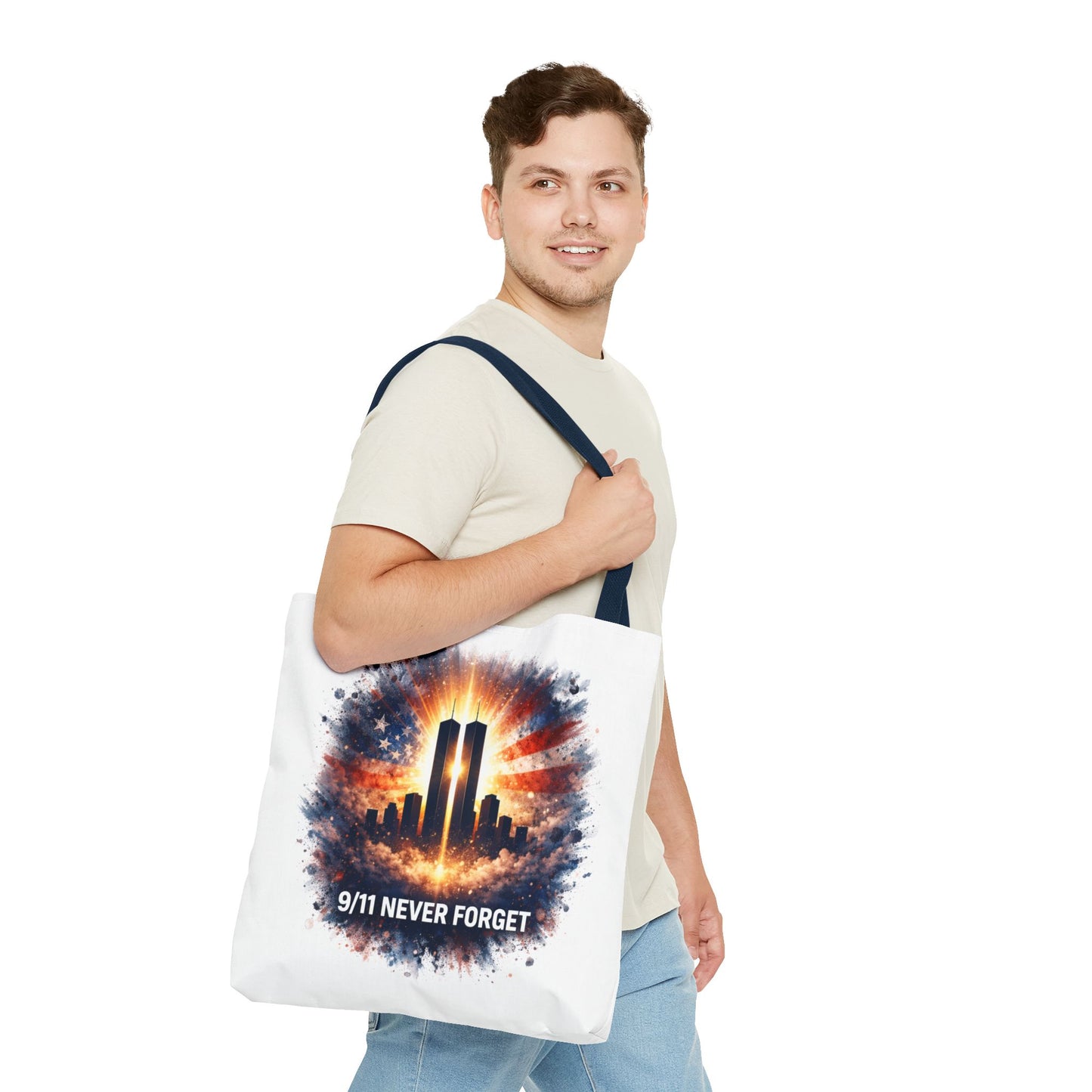 9/11 Never Forget Memorial Tote Bag — Twin Towers Tribute Tote