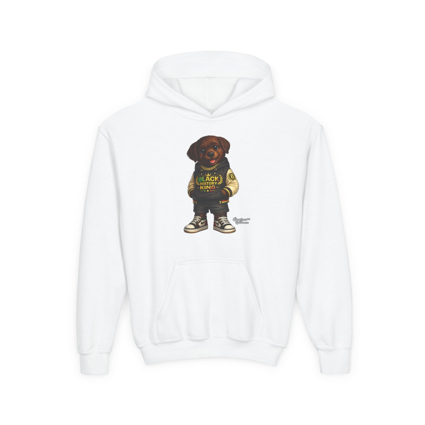 Youth Hoodie — 'Black History Kid' Puppy Graphic Sweatshirt