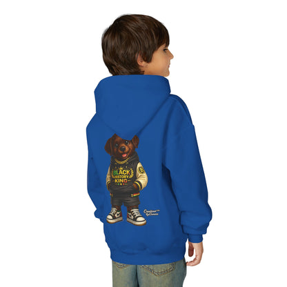 Youth Hoodie — 'Black History Kid' Puppy Graphic Sweatshirt