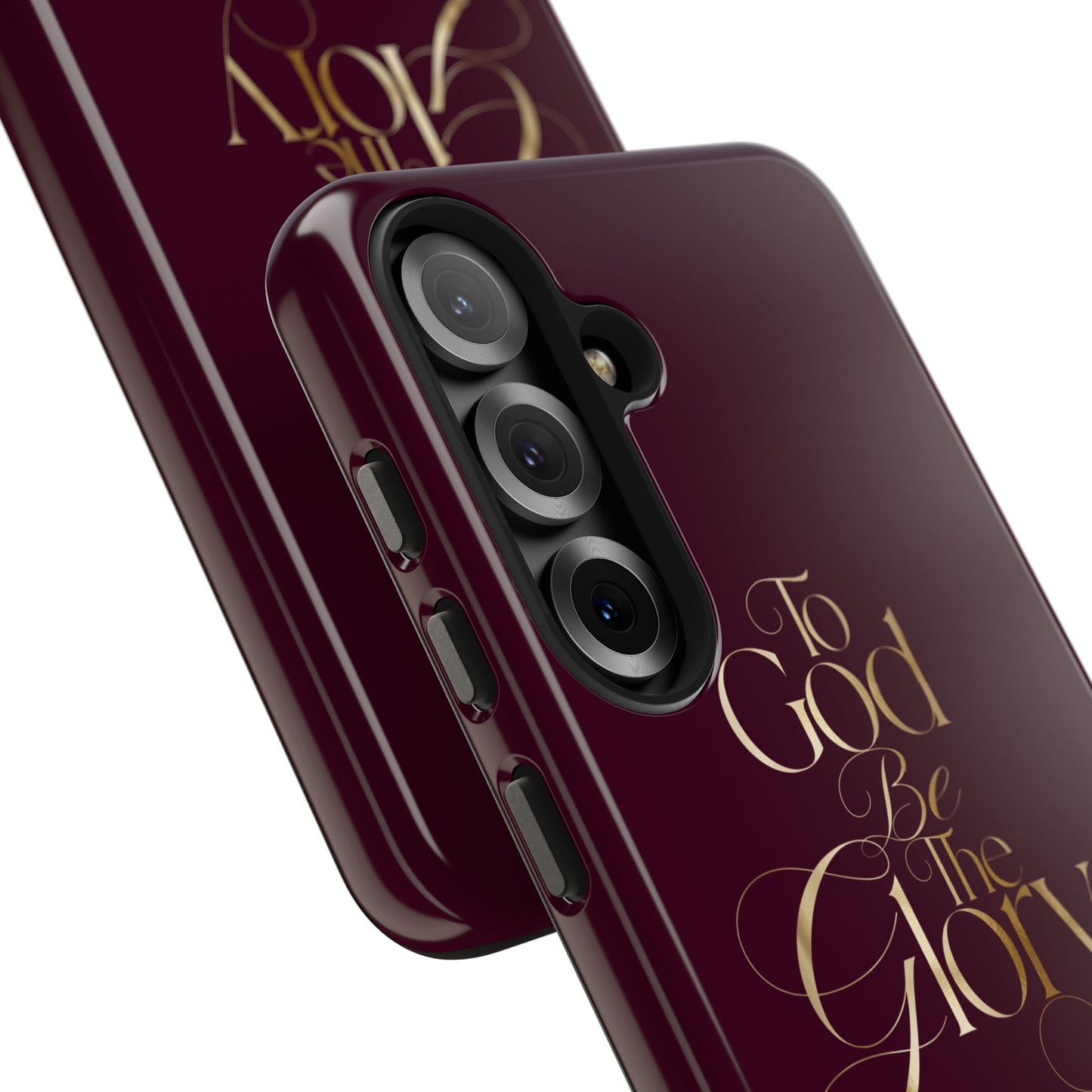 To God Be The Glory Tough Phone Case — Burgundy Gold Christian Scripture Cover