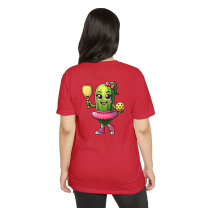 Pickle Paddleball T-Shirt — Cute Pickle Character in Tutu with Paddle & Ball