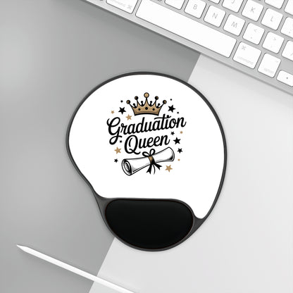 Graduation Queen Mouse Pad with Wrist Rest — Crown & Diploma Design