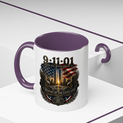 9·11 Memorial Coffee Mug — Never Forget Tribute Accent Mug (11/15oz)