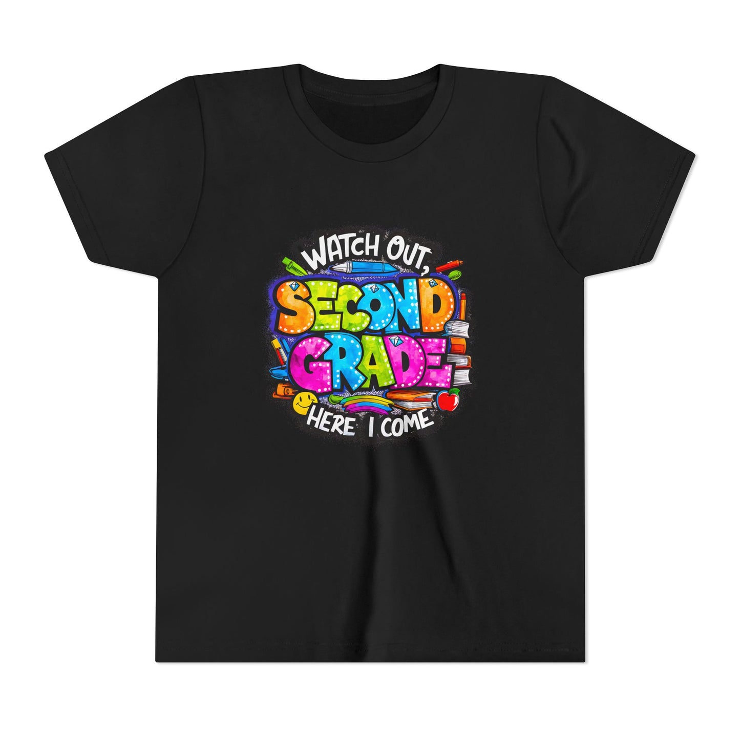Second Grade Kids Tee - "Watch Out Second Grade Here I Come" Colorful Back-to-School Shirt