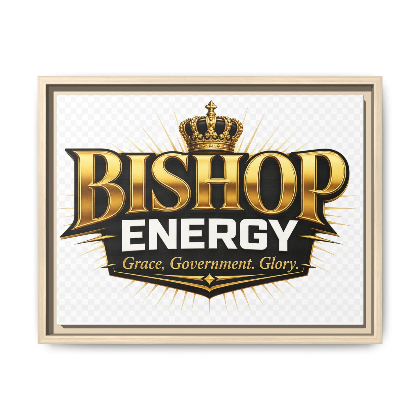 Framed Canvas Art - "Bishop Energy" Gold Crown Logo (Matte)