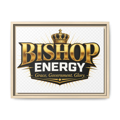 Framed Canvas Art - "Bishop Energy" Gold Crown Logo (Matte)