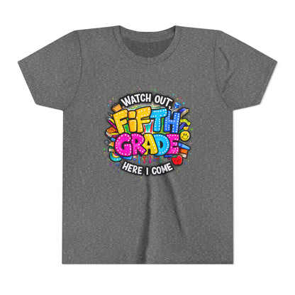 Fifth Grade T‑Shirt for Kids - "Watch Out Fifth Grade Here I Come" Back-to-School Tee