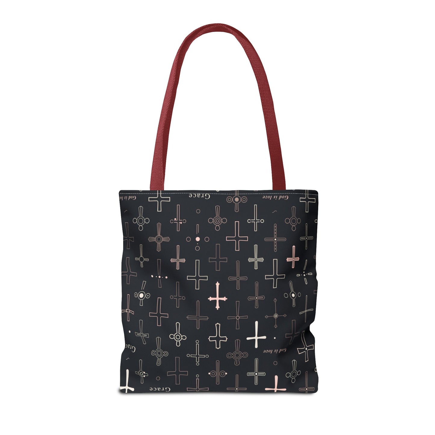Cross Pattern Tote Bag — Faith & Grace Religious All-Over Print Tote