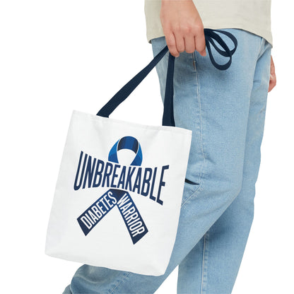 Diabetes Warrior Unbreakable Tote Bag – Blue Awareness Ribbon All-Over Print
