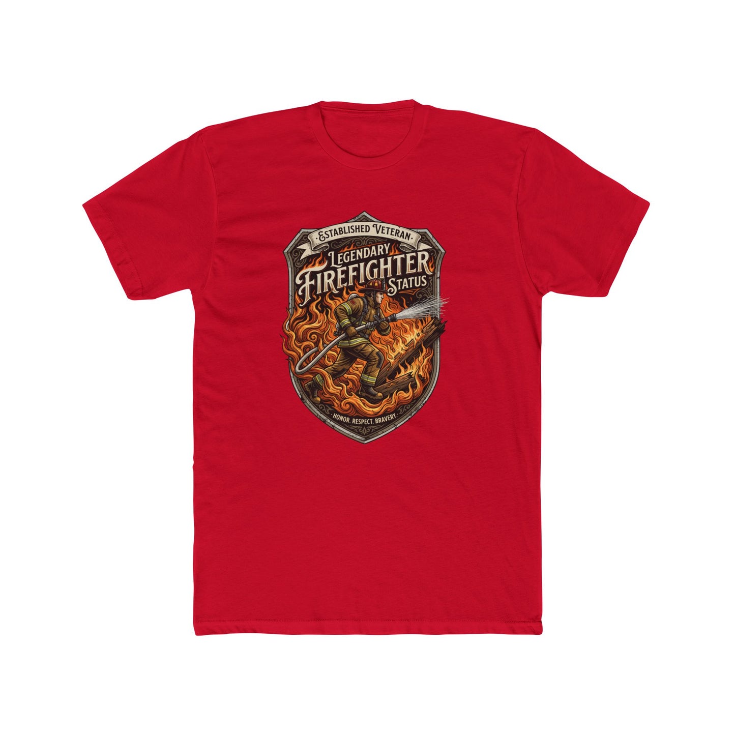 Firefighter Badge T-Shirt — Legendary Firefighter Status Graphic Tee