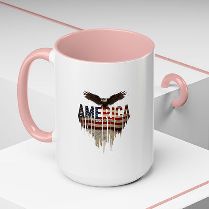 America Eagle Flag Accent Coffee Mug – Patriotic 11/15oz Ceramic