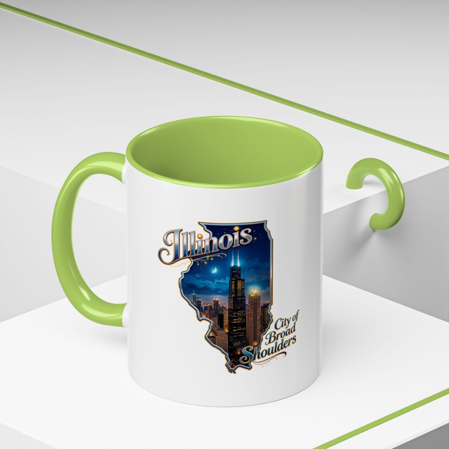 Illinois Skyline Accent Coffee Mug – City of Broad Shoulders Chicago Design (11/15oz)
