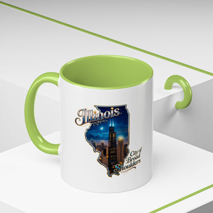 Illinois Skyline Accent Coffee Mug – City of Broad Shoulders Chicago Design (11/15oz)