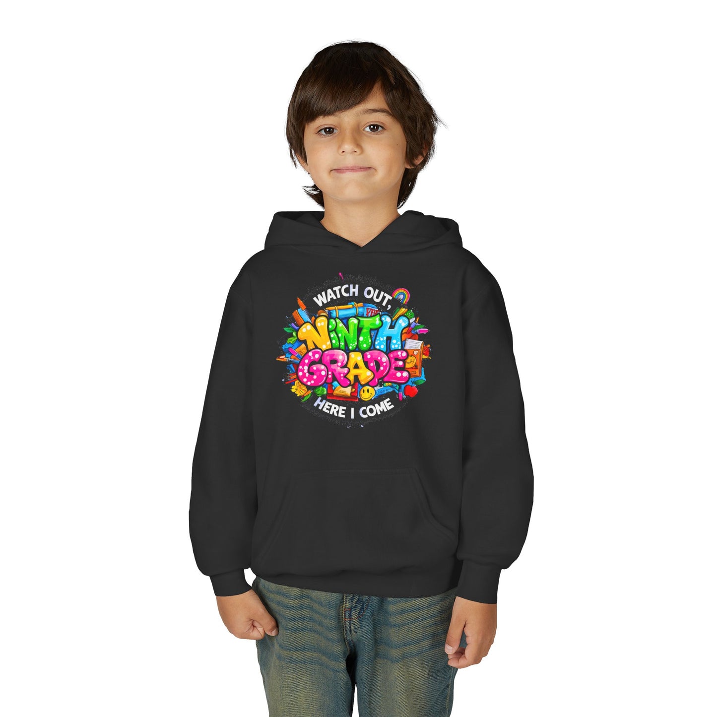 Kids' 4th Grade Hoodie – "Watch Out 4th Grade Here I Come" Colorful Back-to-School Sweatshirt