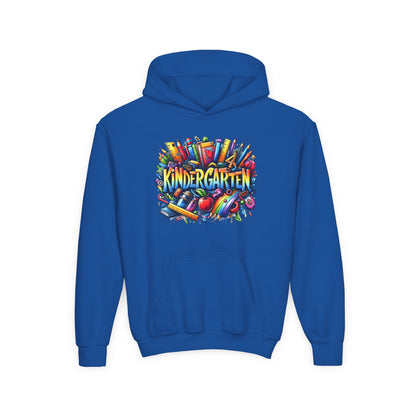 Kindergarten Kids Hoodie — Colorful School Supplies Back-to-School Sweatshirt