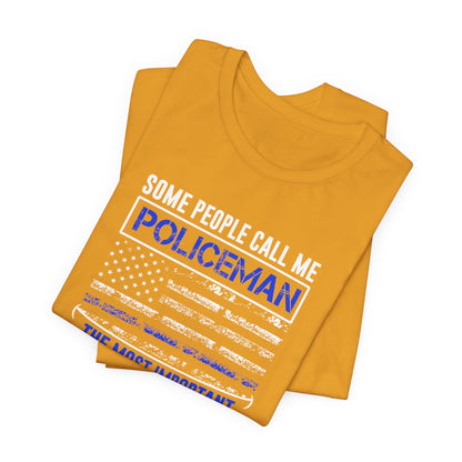 Policeman Daddy & Husband T-Shirt — Thin Blue Line American Flag Tee for Fathers