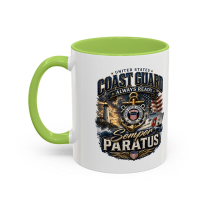 Coast Guard Semper Paratus Accent Coffee Mug – Patriotic Military Gift (11/15oz)